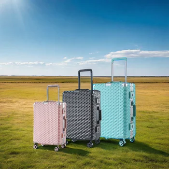 2024 Popular  Aluminium frame travel luggage travelling hand shall 3PCS carry on travel bags luggage suitcase sets