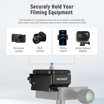 NEEWER Quick Release Plate, Camera Mount Adapter with 1/4" and 3/8" Screw Thread, Quick Release System for Tripod, Monopod detail image