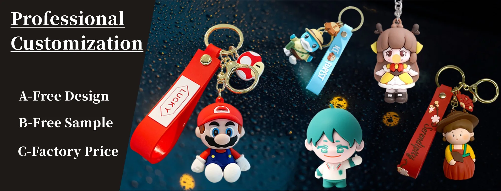 High Quality Custom Cartoon Animal Soft Rubber Keychain Free Design