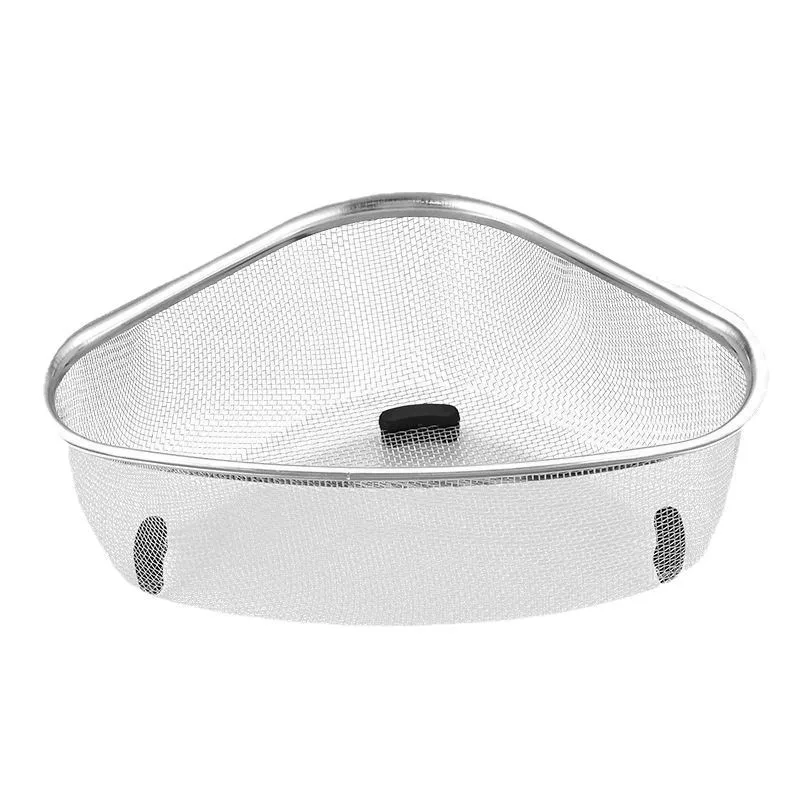 Stainless Steel Kitchen Sink Basin Triangle Dish with Filter Drain Basket for Leftovers Garbage Residue Storage Metal Material