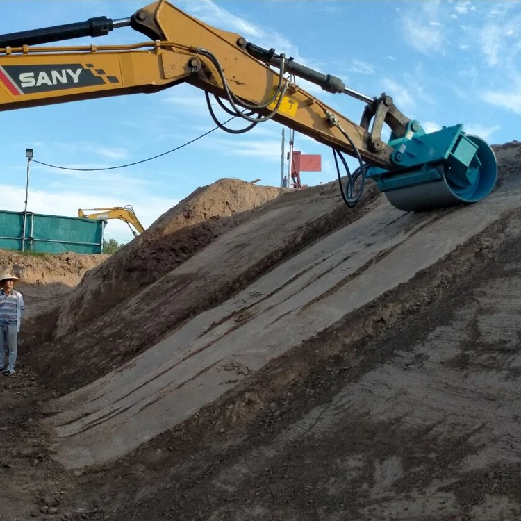 Excavator Drum Compactor Machine Is Designed for Soil Compaction in Trenches Foundations or Slope Applications