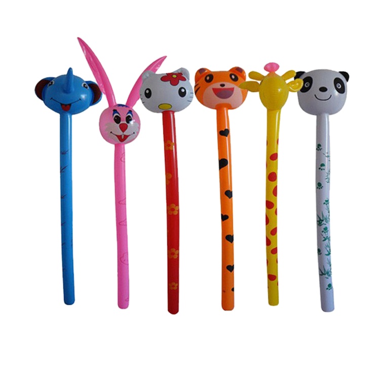 High quality plastic pvc silk screen printing inflatable animal head walking sticks