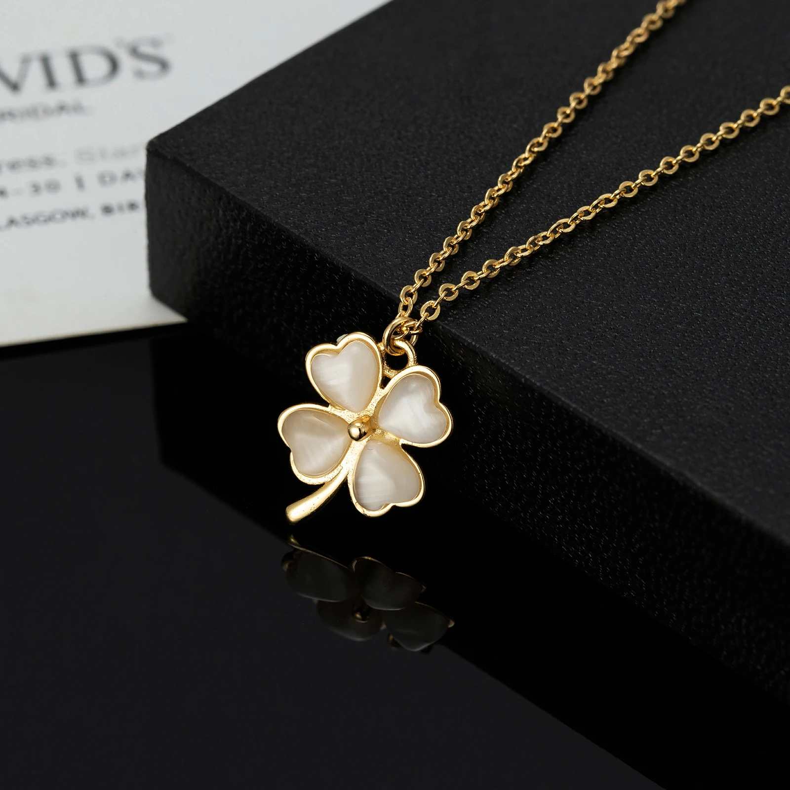 Four Leaf Clover Necklace in Brass with Gold Filled Chain