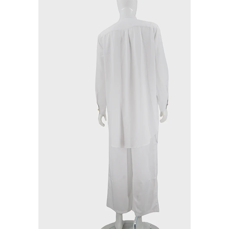 Modern White Thobe Shirt for Men Simple Long Arab Robe Breathable Muslim Clothing Islamic Wear