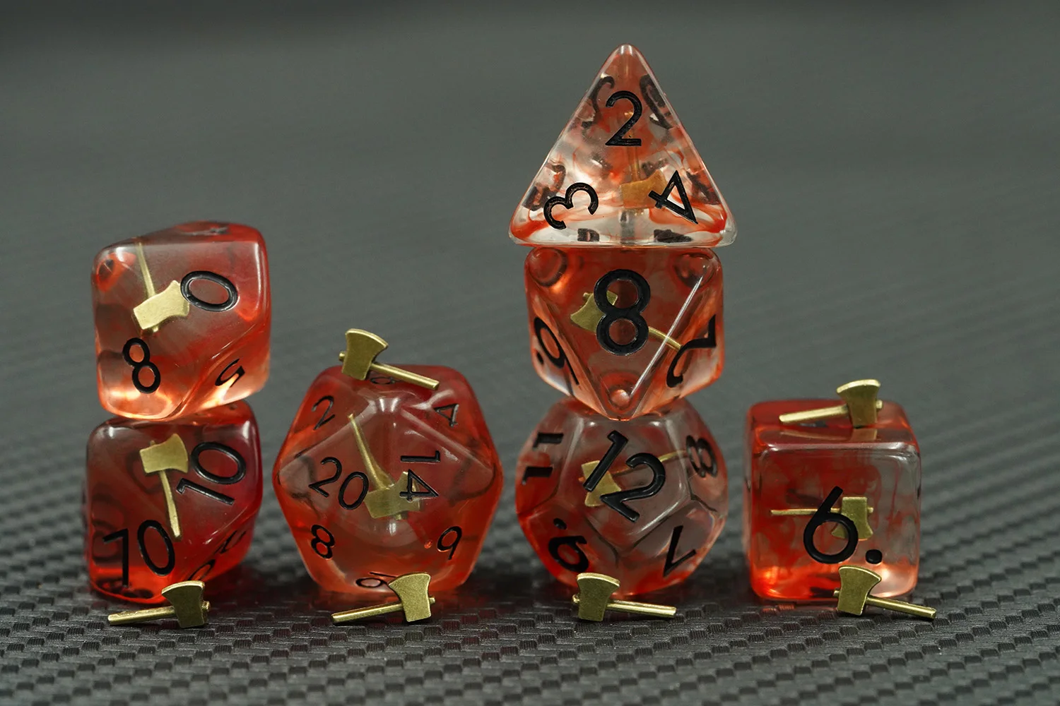 Resin Soft Edge Axe Shape DND 7PCS Polyhedral Dice Set for Board Game supplier