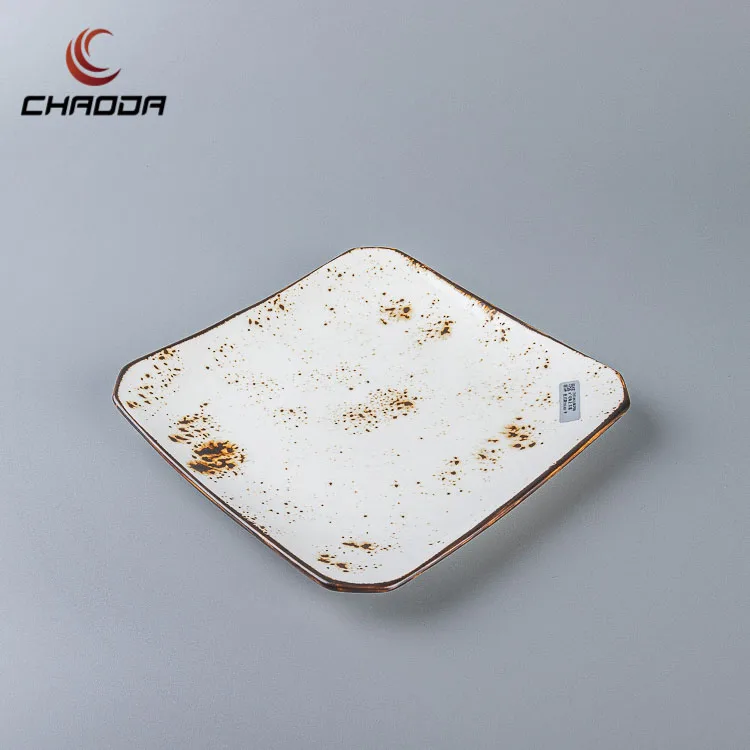 セラミックスクエアデザートプレートレストラン8/10インチ磁器