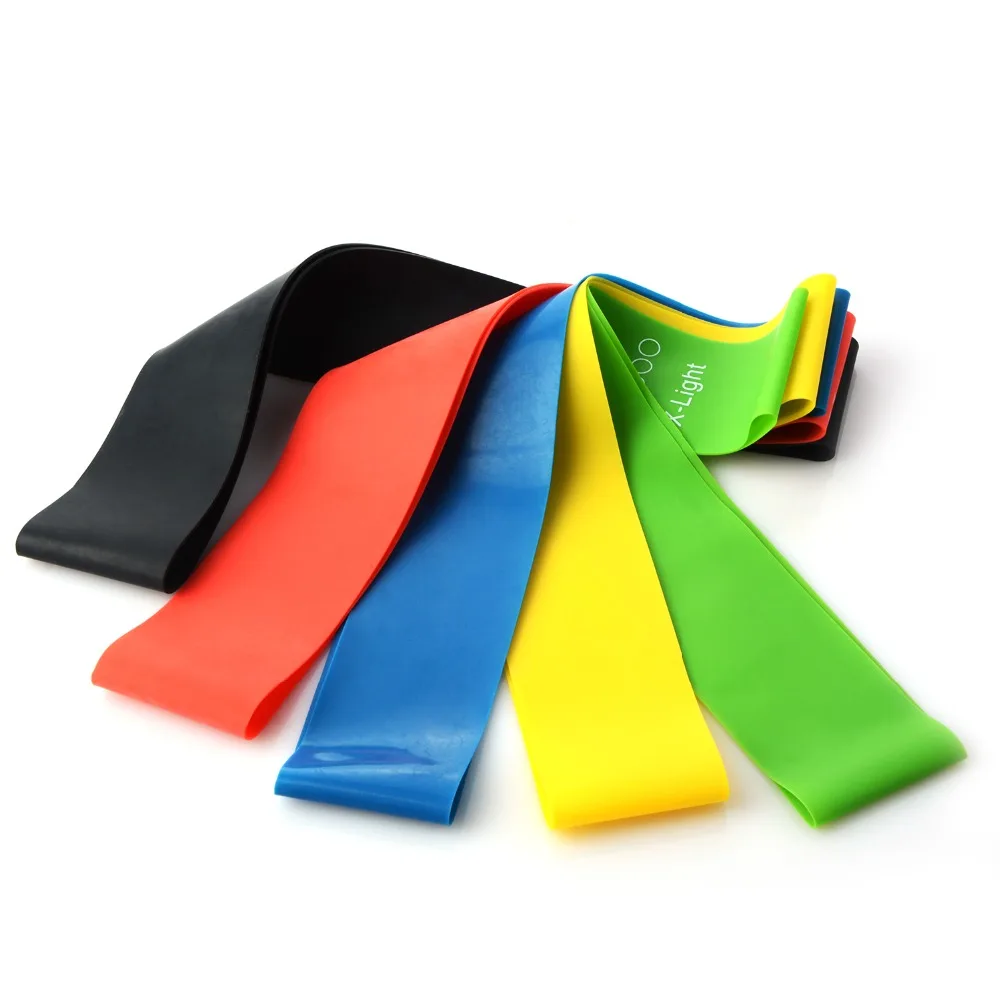 5PCS/SET Yoga Resistance Rubber Bands Indoor Outdoor Fitness Equipment 0.35mm-1.1mm Pilates Sport Training Workout Elastic Bands