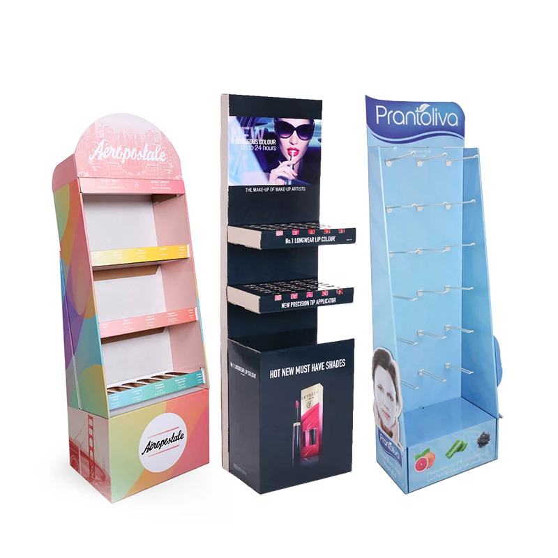 Custom Retail Cardboard Floor Cosmetic Display Stand Rack Unit for Cosmetic Makeup