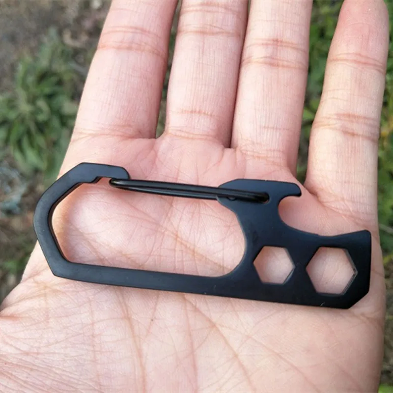 YD519 Outdoor Tool Multifunction Key Ring Beer Bottle Opener Stainless Steel Climbing Buckle Keychain Hook Openers
