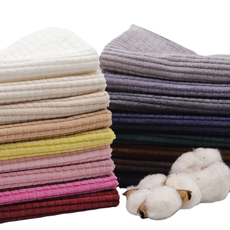 Прямая продажа с фабрики Лидер продаж Последние Высокое качество 4,5 W полиэстер рубчатый вельвет ткани в наличии с плоским дном для одежды, футболка и штаны