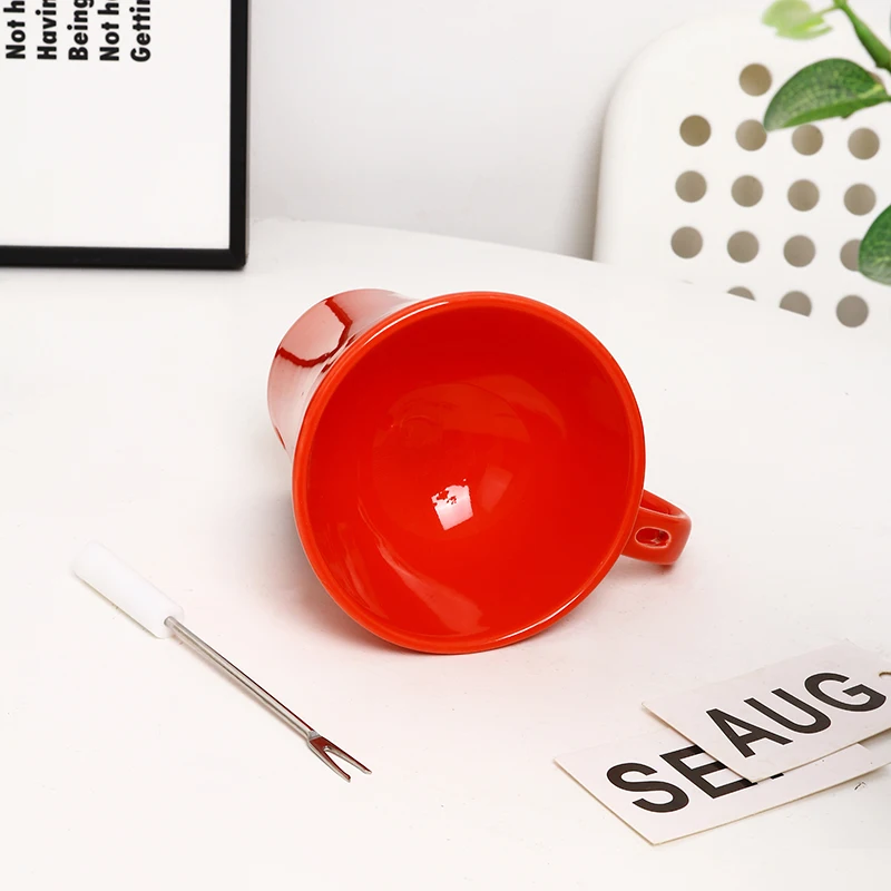 Personal Ceramic Porcelain Fondue Mug Porcelain Hot Chocolate Mug Cup with Heating Plate details