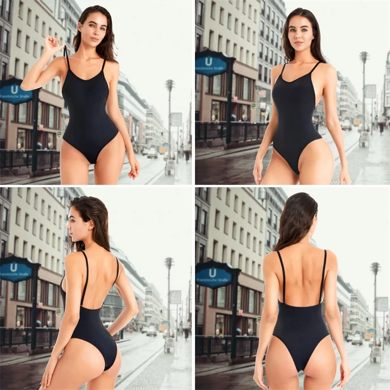 Hot Sale Full Body Women Plus Size Seamless Tummy Control Shaper Shoulder Strap Waist Trainer Backless Thong Bodysuit Shapewear details