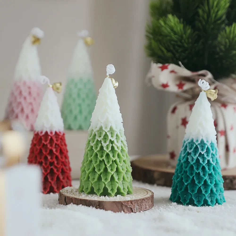 Christmas Candle Tree Shape Candles With Bell Christmas Supplies Double
