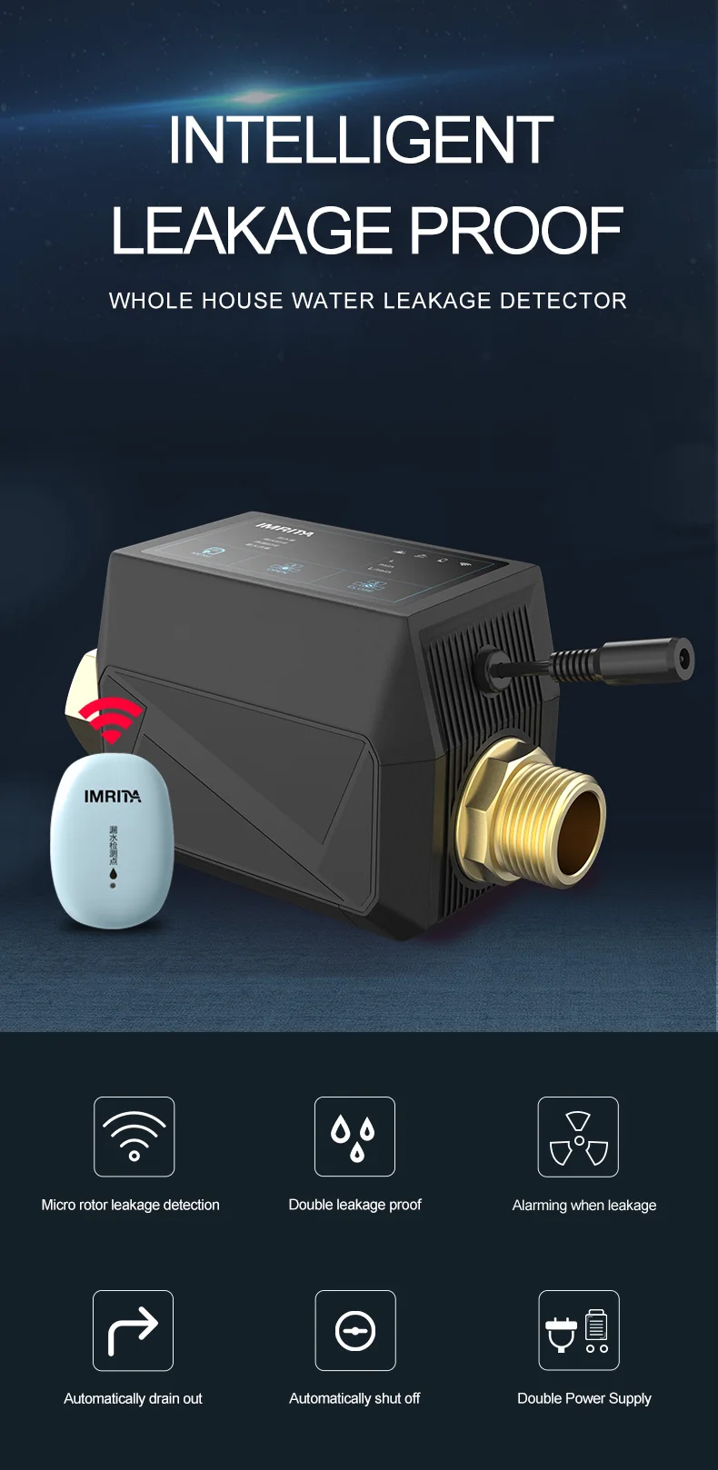 Imrita Automatic Leak Stop Valve Smart App Control Pipeline Water Leak