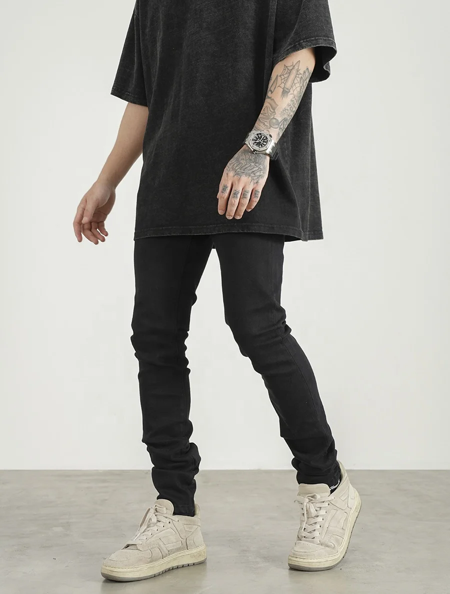 Custom Label Trousers for Men Drop Ship Boys Men Streetwear Stock Skinny Jeans Custom