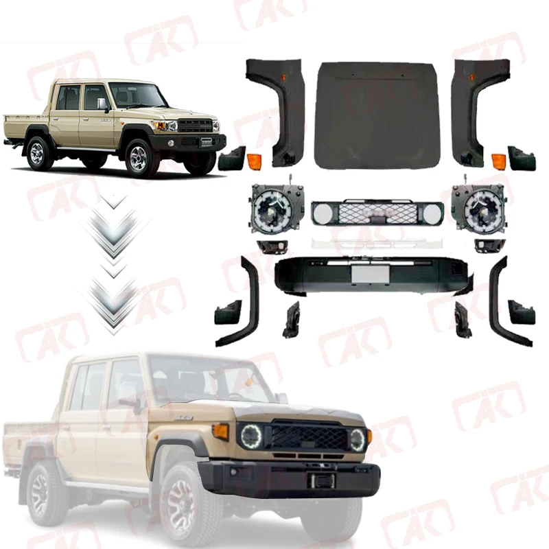 2024 Conversion Facelift Kit Front Bumper Upgrade Body Kit for Landcruiser 70 Series LC76 FJ76 LC79 FJ79 Pickup Accessories