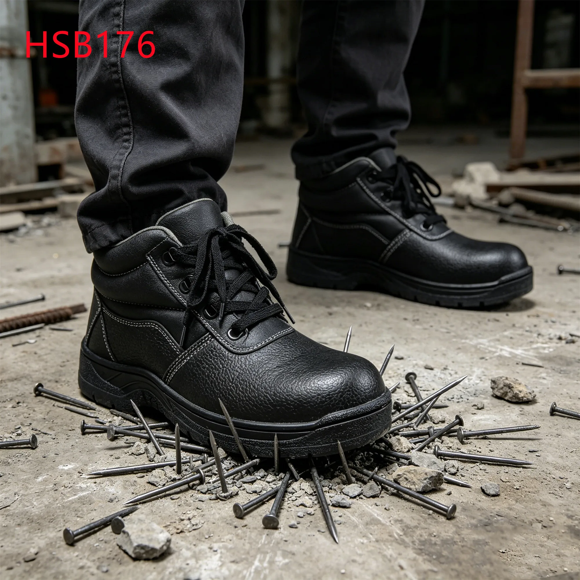 XYM,Power Engineering 3.15$ Hua Singh Safety Shoes Worksite-ready Anti-acid&alkali Stitching Rubber Sole Work Boots HSB176