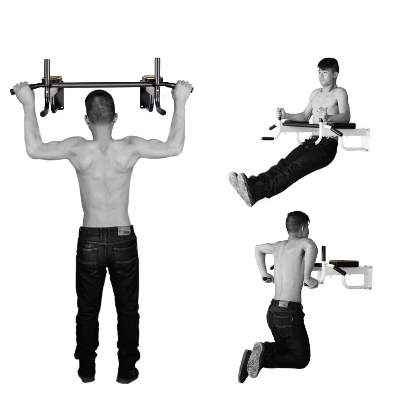 Оптовая продажа многофункциональная настенная металлическая штанга для подтягивания упражнений с эластическим ремешком
