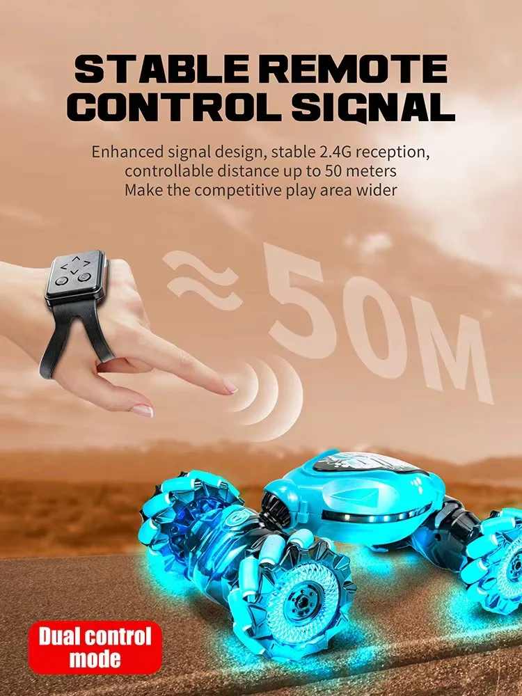 Kaili Rc Twist Car Kids 2.4G High Speed Drift Gesture Watch Remote Control Vehicle Toy Double Sided Stunt Rc Cars with Light