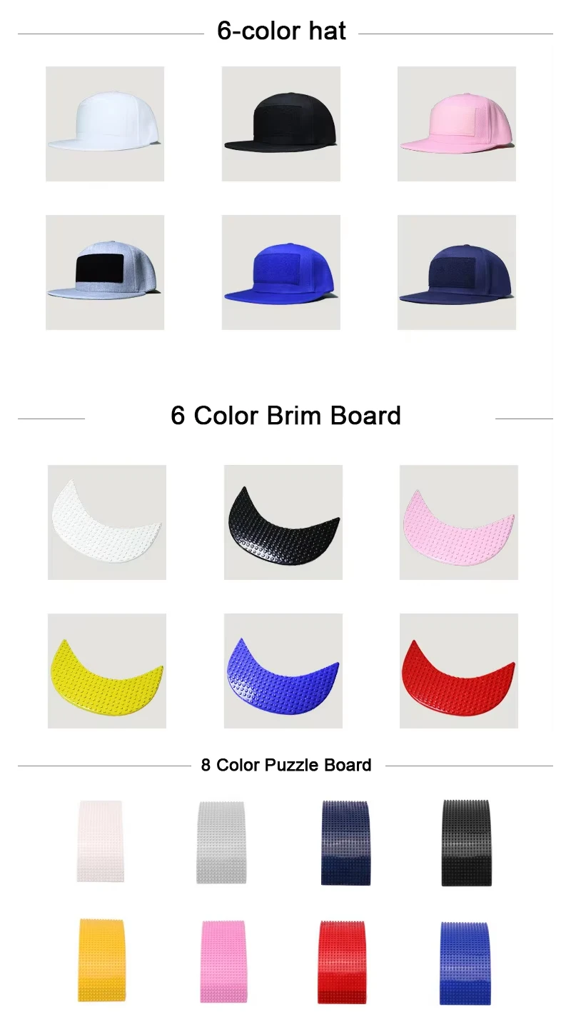 Custom logo creative diy block puzzle baseball hat handmade creation cartoon hip-hop trend block flat brim hat snapback cap