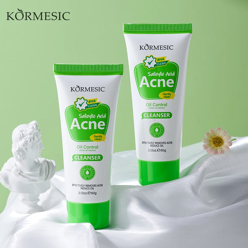 KORMESIC 100g Wholesale HALAL Face Wash Moisturizing Deeply Clean Oil Control Salicylic Acid Anti Acne Facial Cleanser