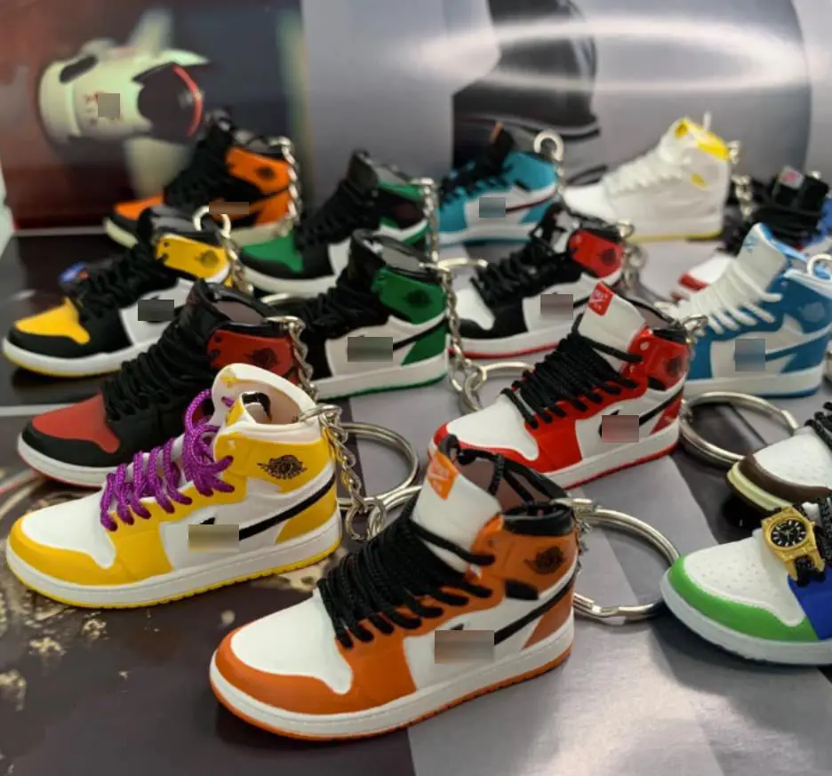 Wholesale Famous Brands Mini Sneaker Keychain With Box And Bag Shoe Keychain 3d Aj1 Sneaker