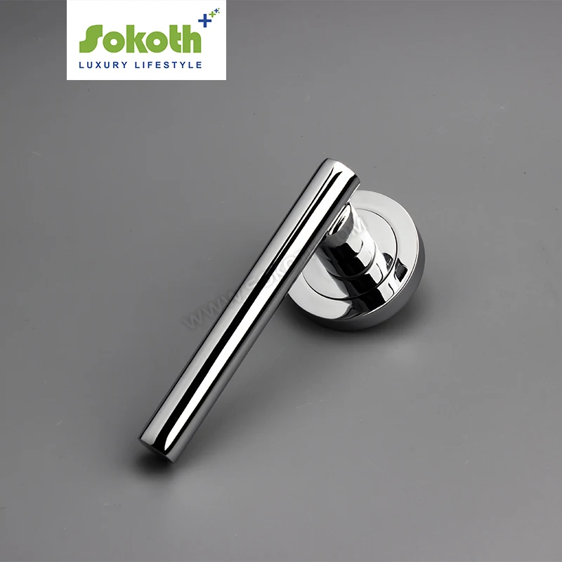 Classical Design Door Lever Handle Round Rosset Aluminum Door Handle Modern Interior Room Door Handle