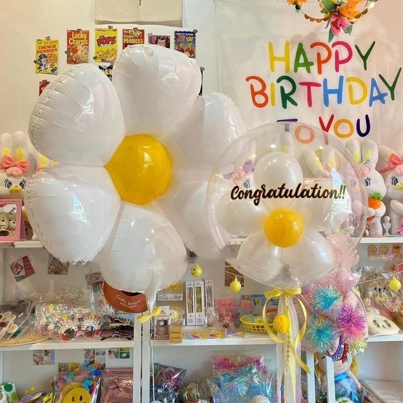 white daisy flower helium balloon sunflower