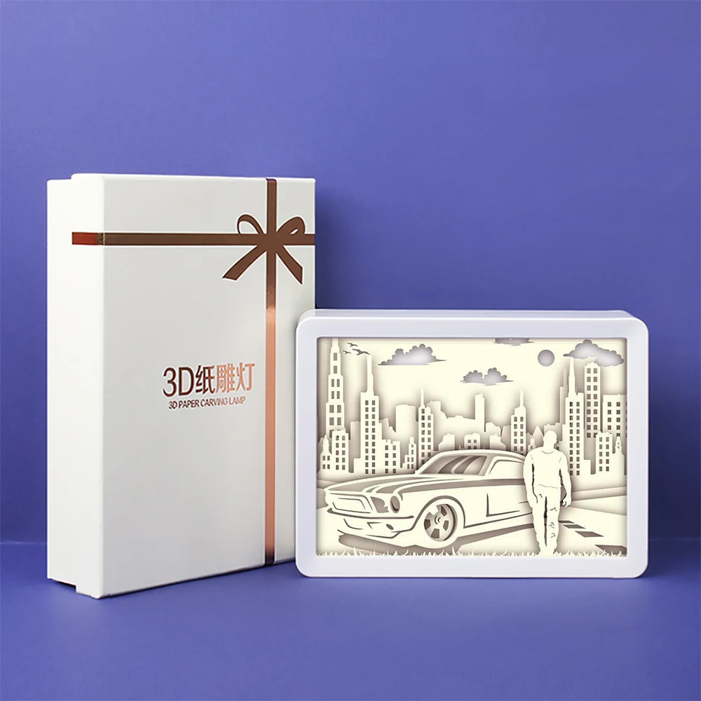 Fast and Furious Paper Cut Led Light Box Famous Movie Character Illustration Handmade Birthday Gift Paper Carving Lamp