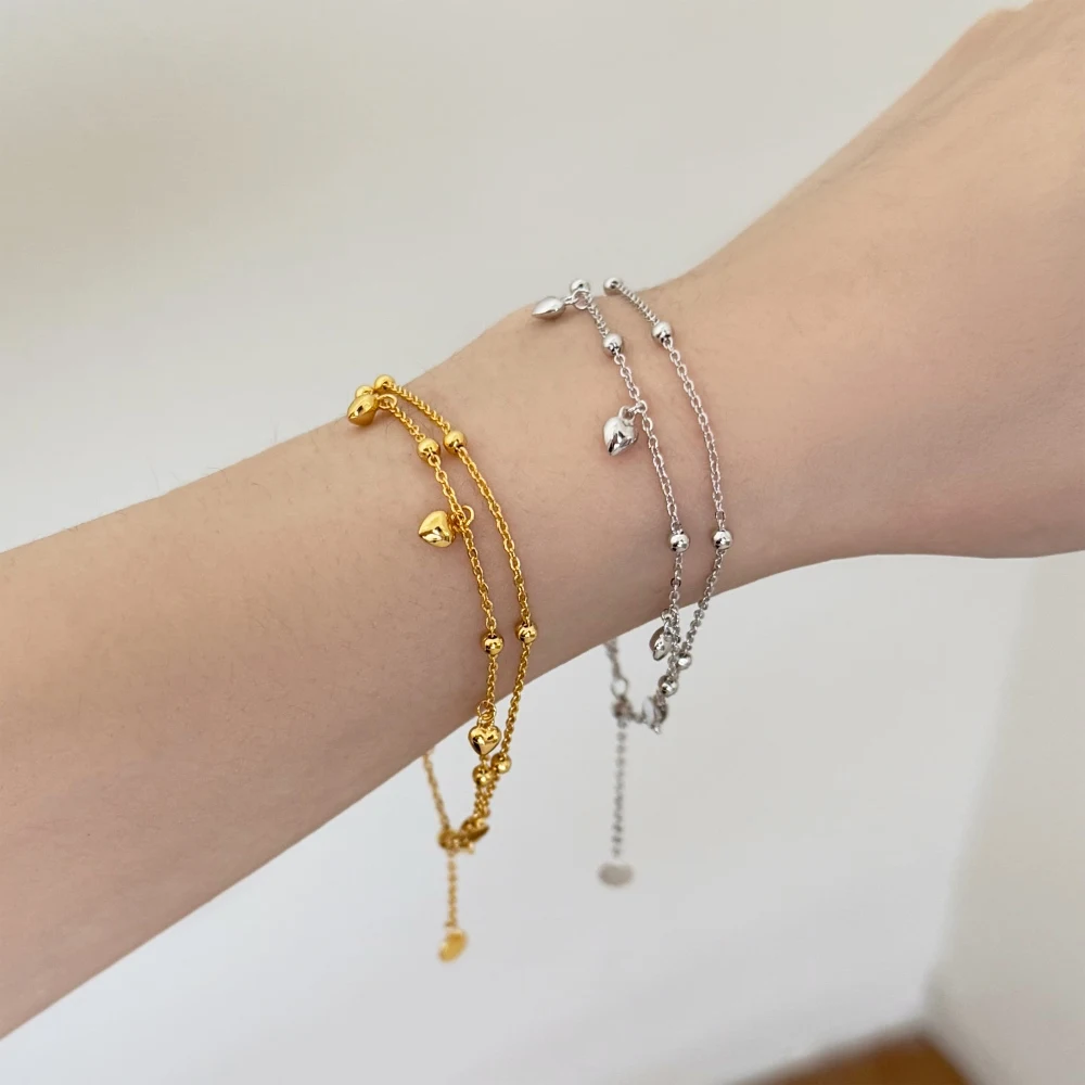 KAKODIY rhodium 18K gold plated chain bracelet for women stackable 925 Sterling Silver heart bracelet adjustable exquisite jewelry detail 2