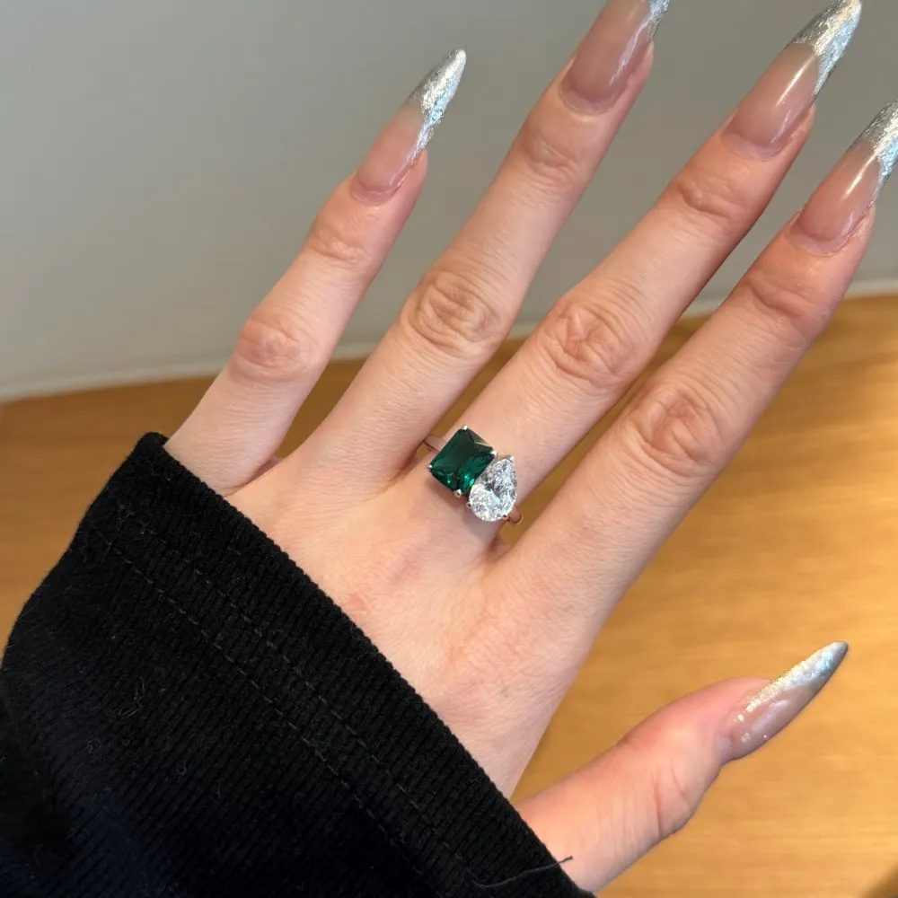 KAKODIY Luxury Emerald and Pink 5A Zircon Daily 925 Sterling Silver Women's Wedding Ring detail 9