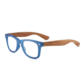 Custom Color Square Reading Glasses Wooden Bamboo Frame Blue Light Blocking Eyeglasses