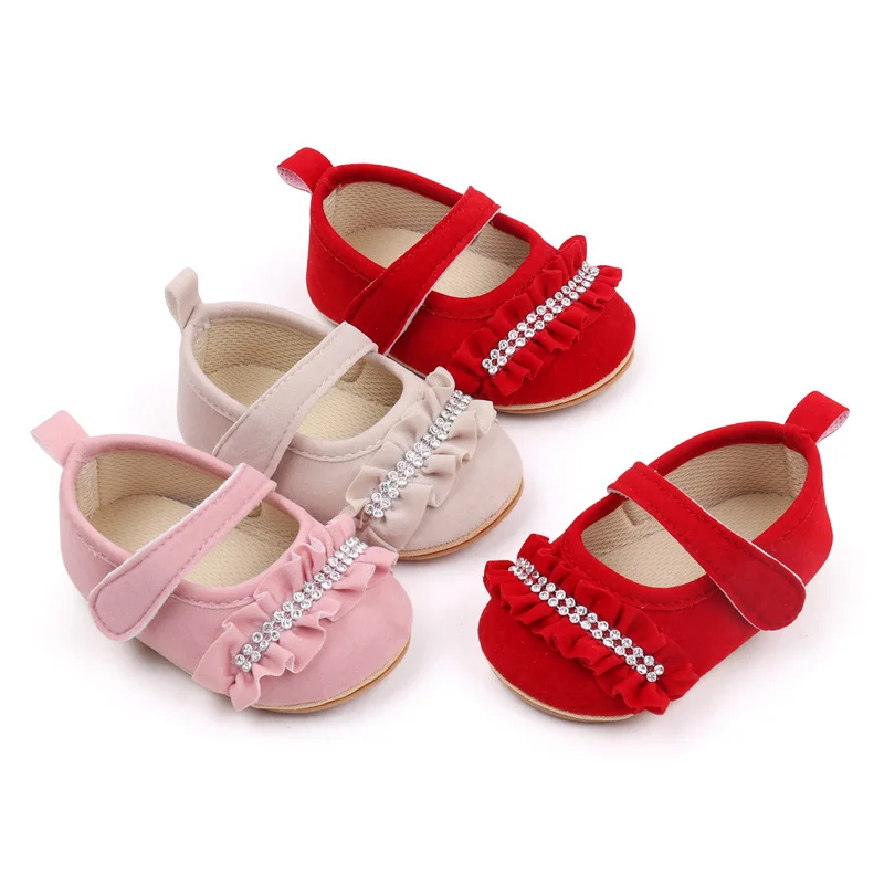 Rhinestone Design Soft TPR Outsole Prewalker Baby Girl Shoes Baby Walking Shoes for Girls