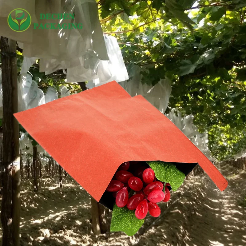 Bolsa de uva de papel de pulpa de madera antipájaros de guayaba protectora para frutas