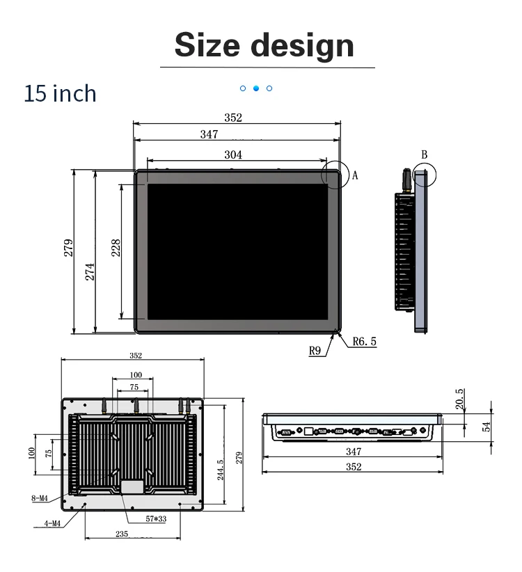 3mm Ultra -thin Ip65 Front Panel 15inch Industrial Android Touch Screen ...