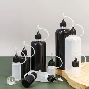 PET Plastic Glue Liquid Tip Applicator Dropper Bottles With Needle Tip Caps