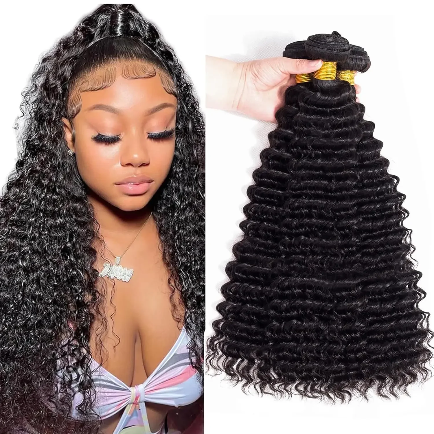 Braziliaanse maagdelijke haar diepe golvende menselijke haar weave extensions natuurlijk zwart_voghion.com