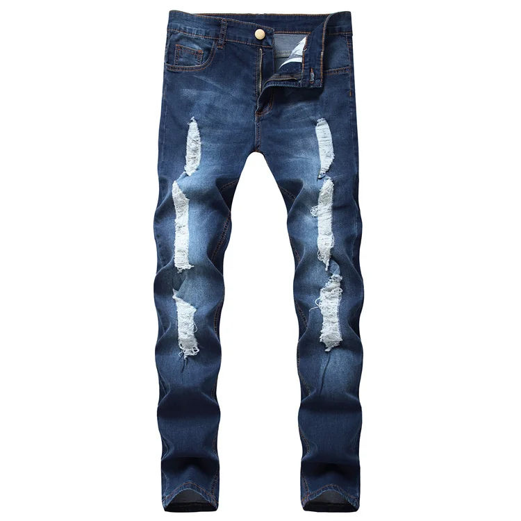 Men's Modern Skinny Jean Tight Scratch Man Denim Stack Jeans Hip Hop Jeans