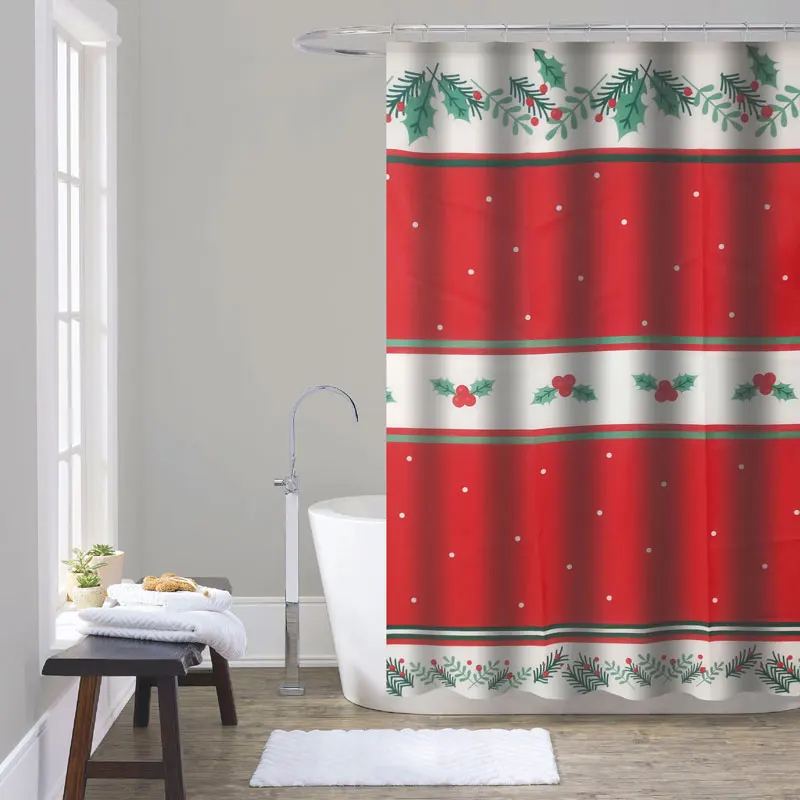 Настраиваемая хит продаж Рождественская мультяшная занавеска для душа в ванную комнату 3D цифровая печать