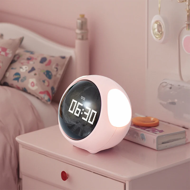 Custom logo Emoticon Voice Control LED Digital Clock Touch Sensor Lamp 2 Modes Snooze Desk Table Bedside Bedroom Living Room