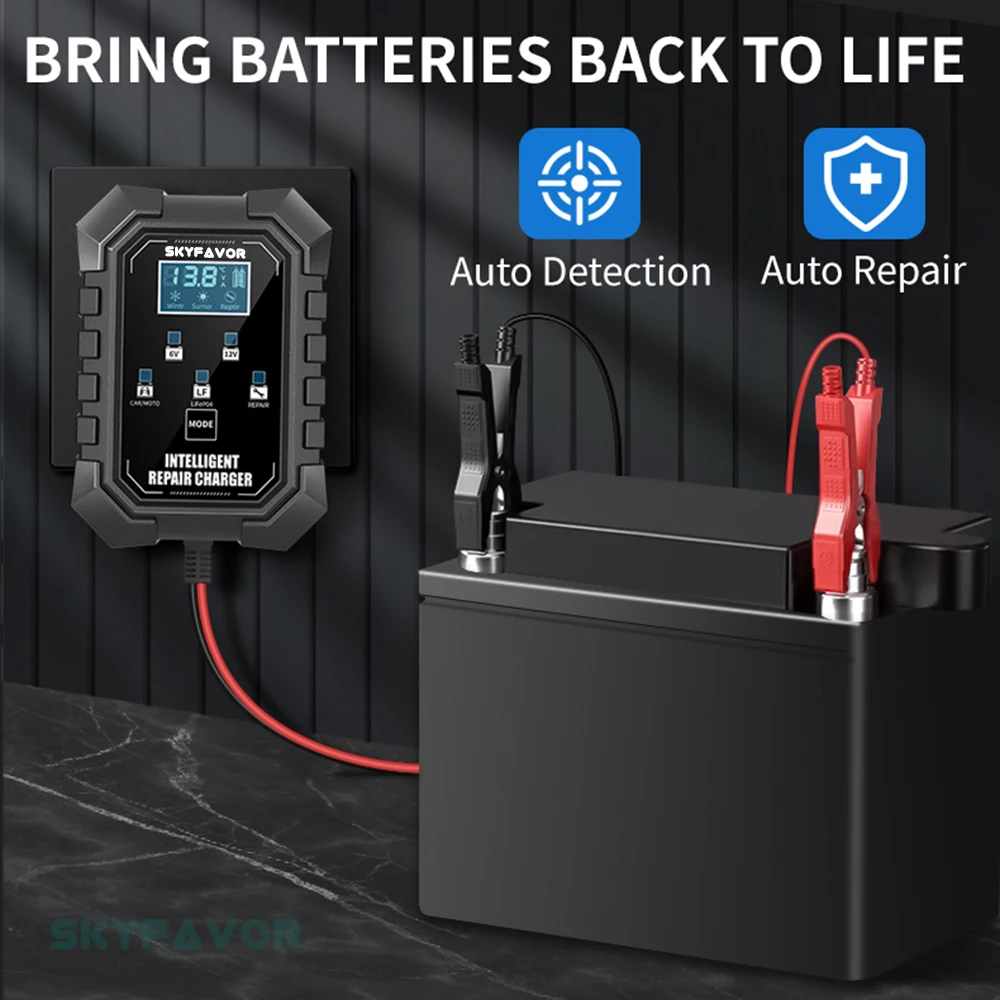 Factory price 6V 12V battery charger 6V 12V 1.5A Multi purpose SAE crocodile clip wire nose car motorcycle battery charger