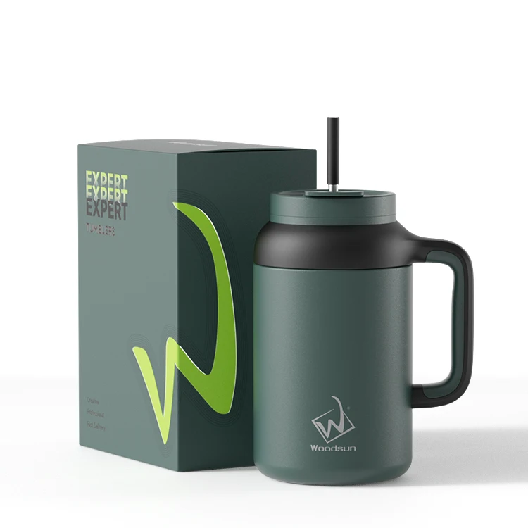 VIGOR-serie Geschenk Water Roestvrij Stalen Koffiebeker Tumbler Rietje