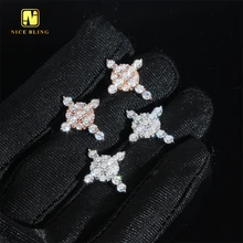 New Design Fashion Jewelry Ice Out Cross Moissanite Diamond Studs 925 Sterling Silver Hip Hop Moissanite Earrings