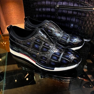 Comfortable Crocodile Leather Shoes Men Fashion Sneakers Rubber Sole Sport Shoes Men Luxury Exquisite Casual Sport Men Shoes