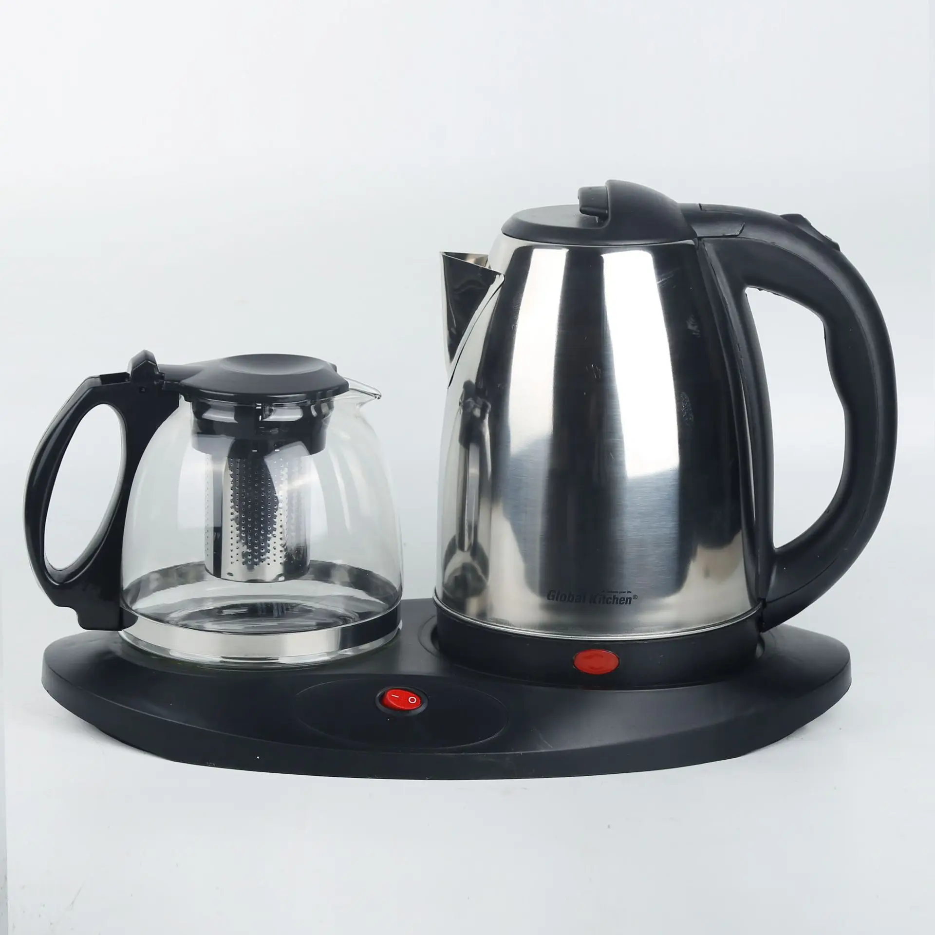 DISINE REGINA Kettle Tray Set Modern Home Appliance Middle East Borosilicate Glass Stainless Steel Tea Pot Set