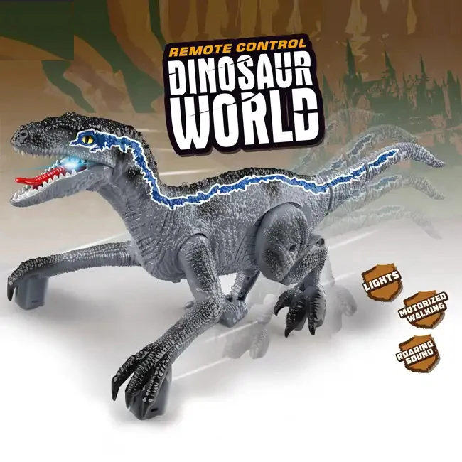 Детские игрушки, имитация пластиковой модели Велоцираптора с дистанционным управлением, ходящий светодиодный Радиоуправляемый динозавр, игрушки-роботы