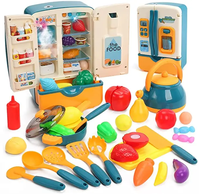 Kids Frigo Jouet Set Simule des Boissons Jouet Réfrigérateur Pretend Play  Kitchen Jouet 