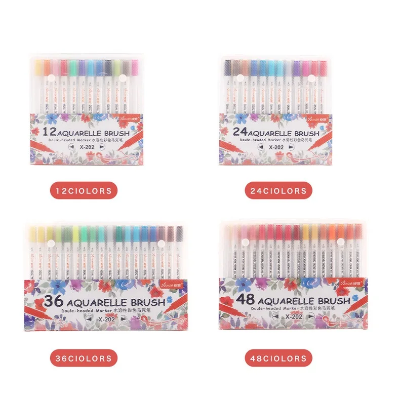 Ручка-кисть для рисования на заказ Акварельная Кисть двусторонняя маркерная ручка