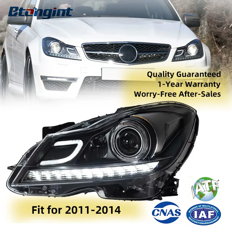 Car Accessories Suitable For 11-14 Mercedes Benz C-Class W204 Headlight Assembly Low Rise LED Lens