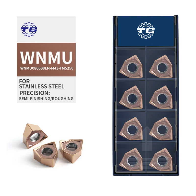 أدوات إدخال سبائك التنجستن المطلية فيزيائيًا TG WNMU080608EN-M43-TM5250، أدوات إدخال قابلة للدوران، أدوات تفريز كتف متوسطة، OEM